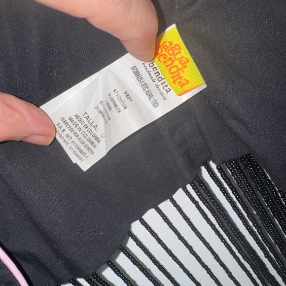 Agua Bendita Otis Nopal Floral Embroidered Cover-up Vest Fringe - Picture 11 of 11